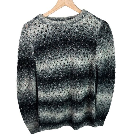 Michael Stars Gray, & Black Striped Split Back Sweater Sweater - Picture 1 of 6
